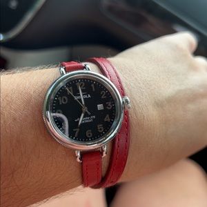 Birdy. Shinola watch strap only. Crimson red. 8mm